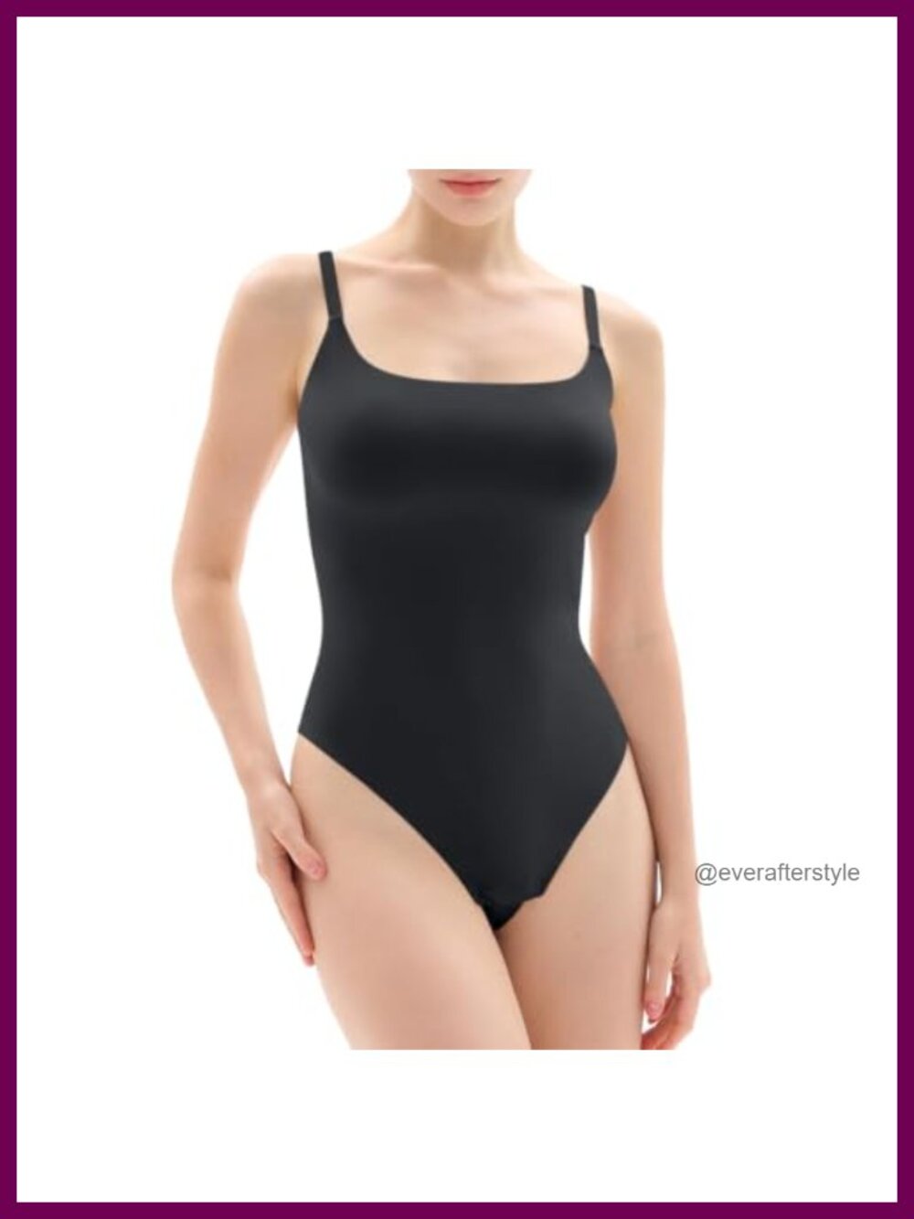 Tummy Control Shapewear Bodysuit Square Neck Thong Back